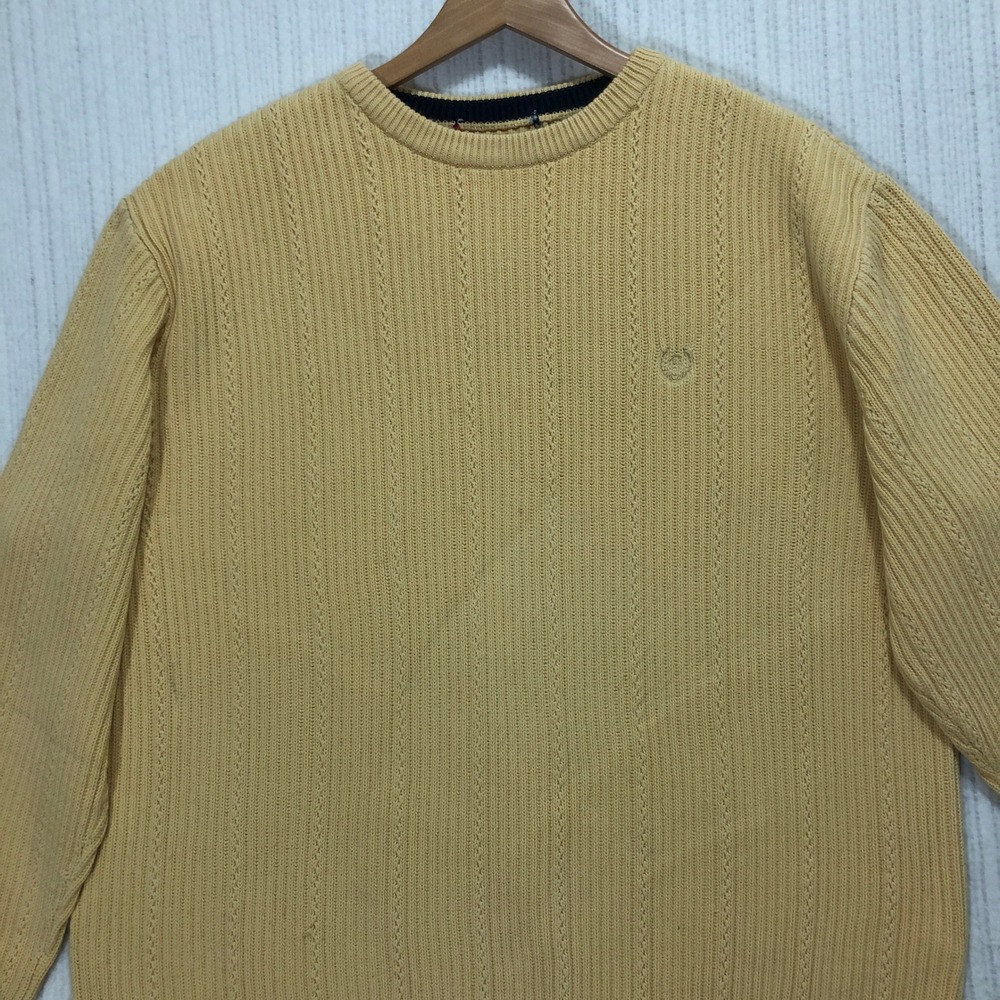 Chaps Knit Sweater Ribbed Crew Neck Pullover Classic Fit Yellow Size (See Pics)